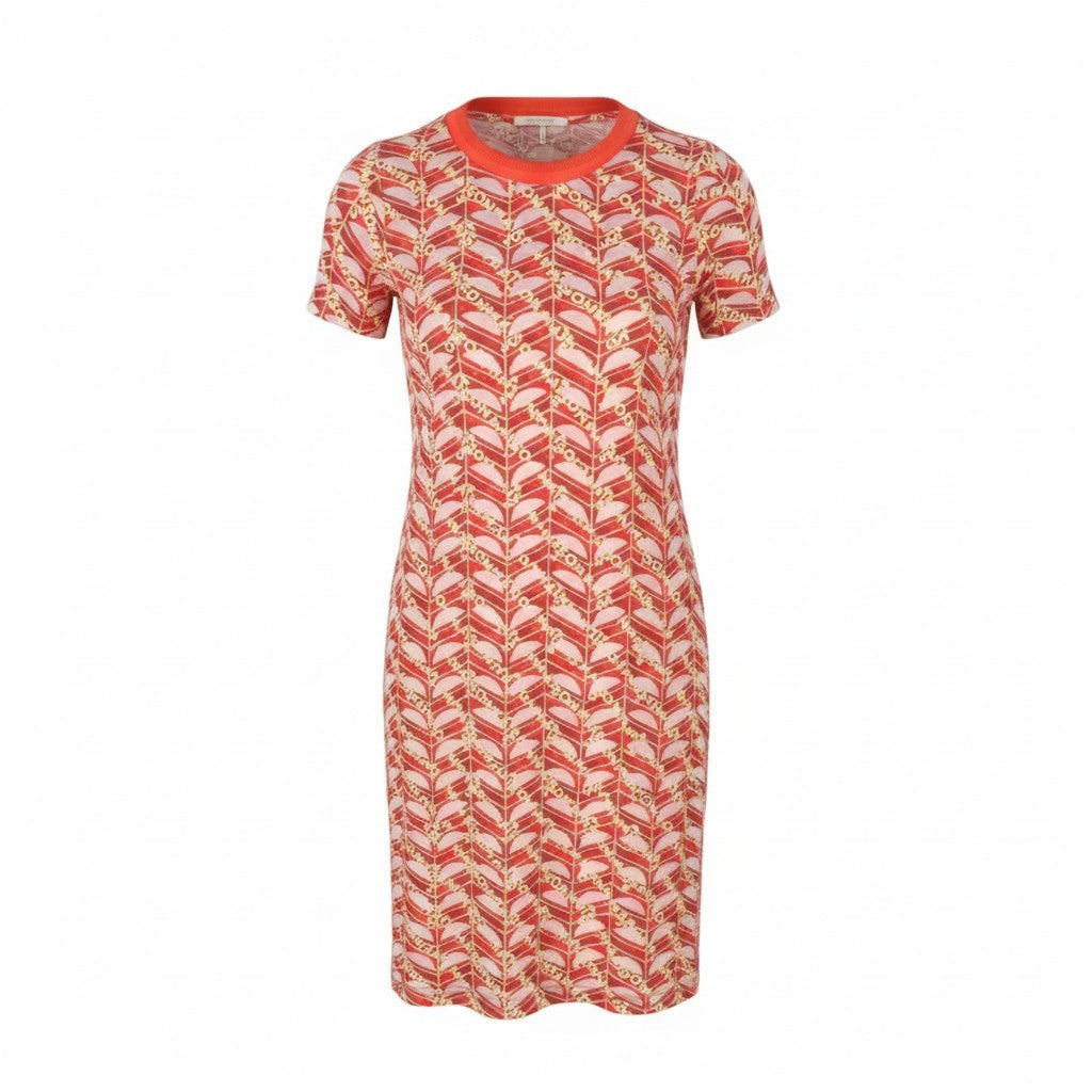 MAISON SCOTCH Women Dress XS Red Patterned Poolside Tricot Short Sleeve Mini