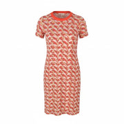 MAISON SCOTCH Women Dress XS Red Patterned Poolside Tricot Short Sleeve Mini