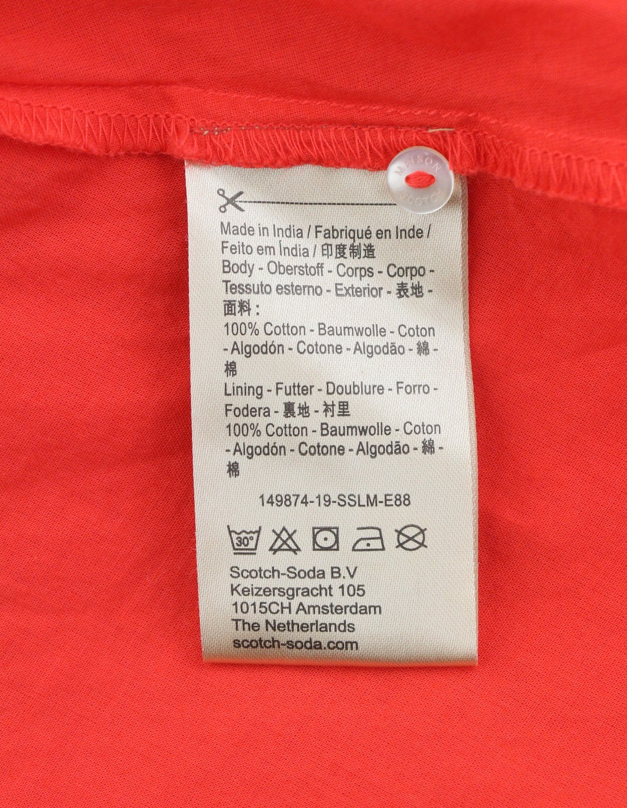 MAISON SCOTCH Women Dress M Orange Broderie Anglaise Square Collar Mini