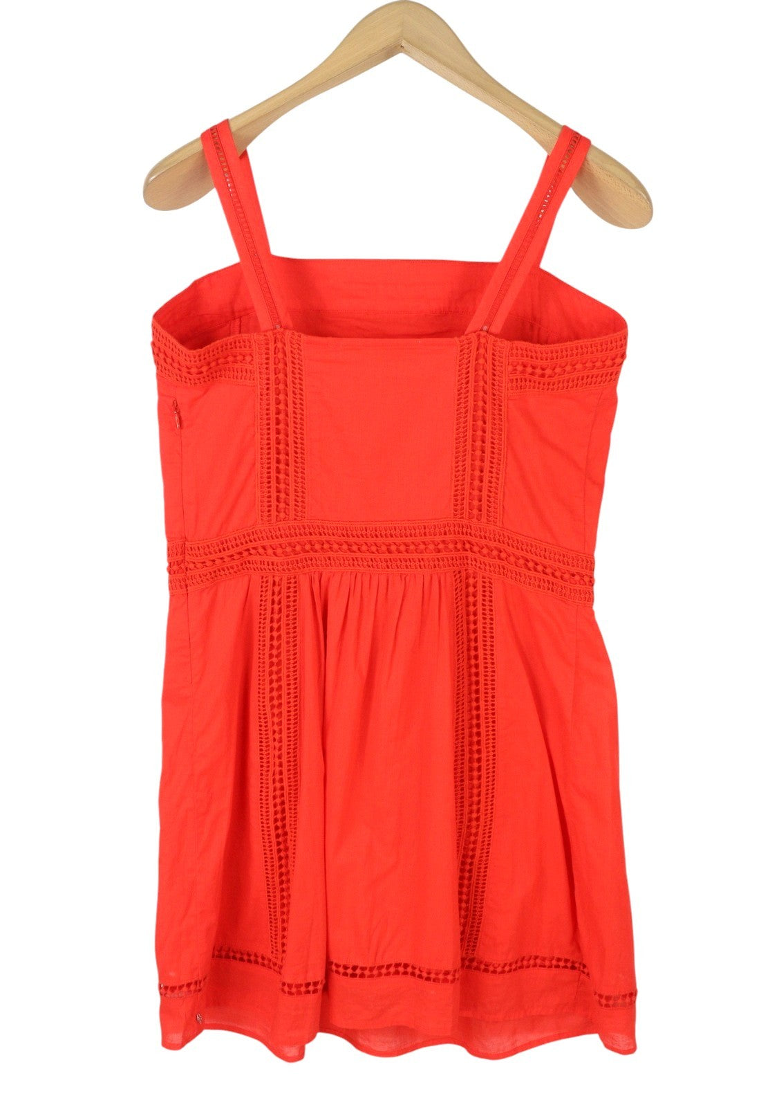 MAISON SCOTCH Women Dress M Orange Broderie Anglaise Square Collar Mini