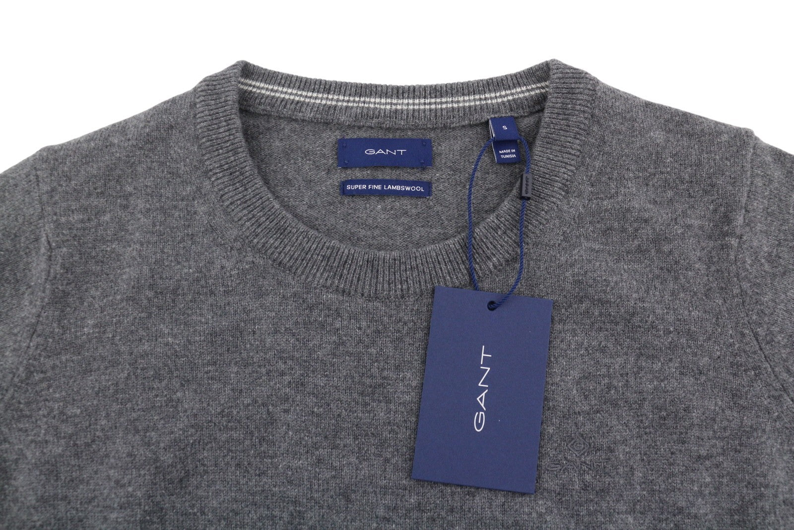 GANT Superfine Lambswool C-Neck Women Jumper S Dark Grey Melange Knit Top