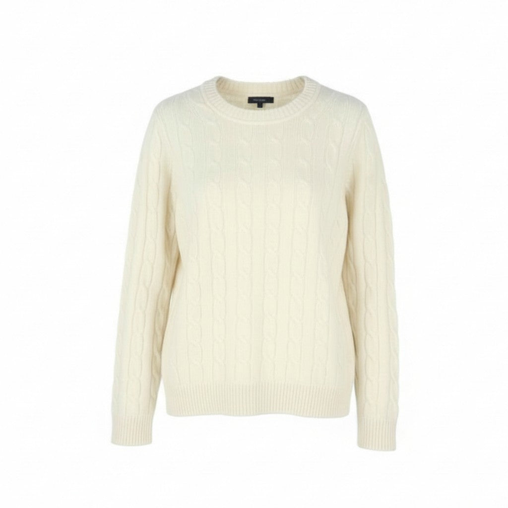 GANT Lambswool Cable C-Neck Women Jumper L Cream Soft Knit Pull On