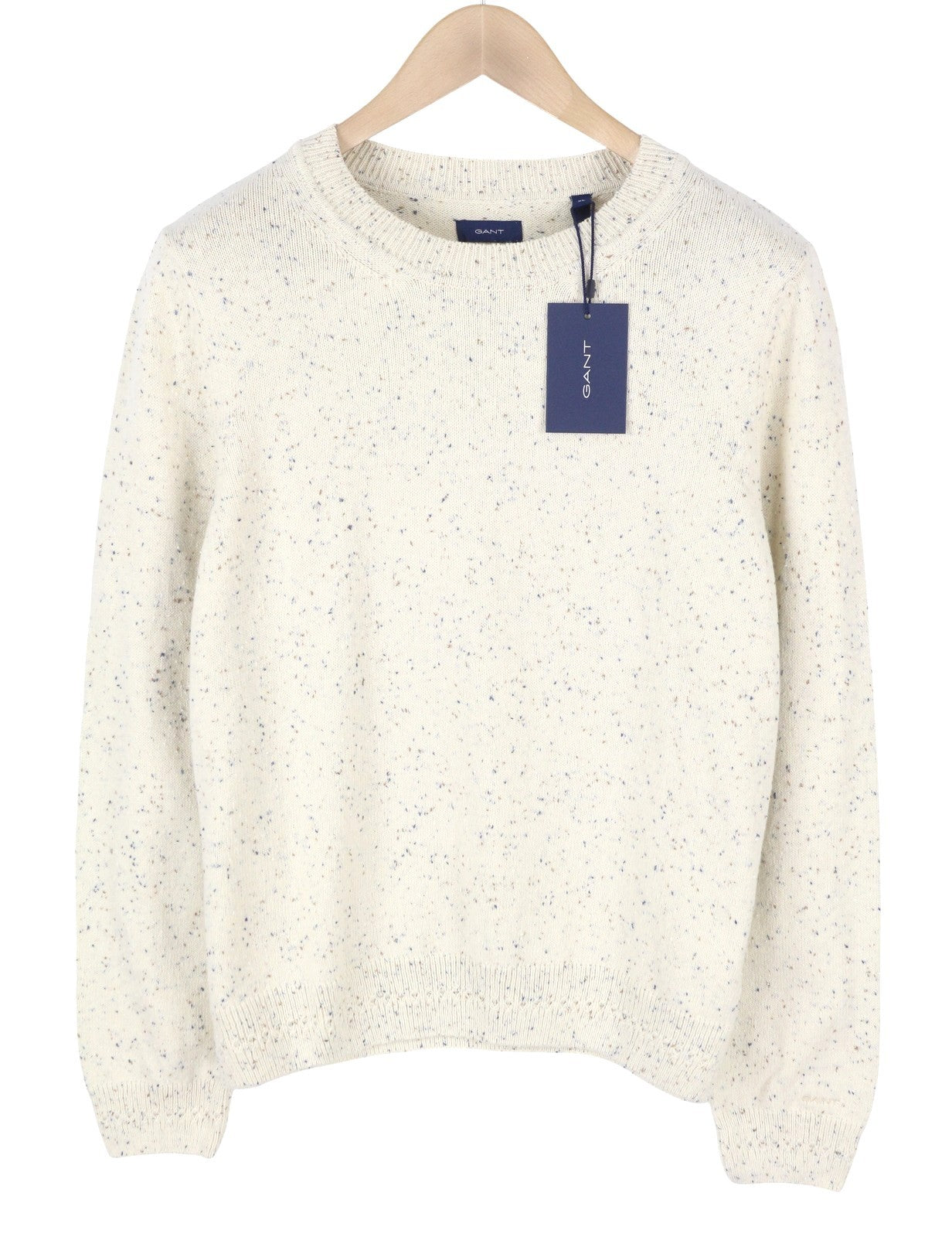 GANT Cotton Linen Neps Crew Women Jumper XL Cream Multi Knit Sweater