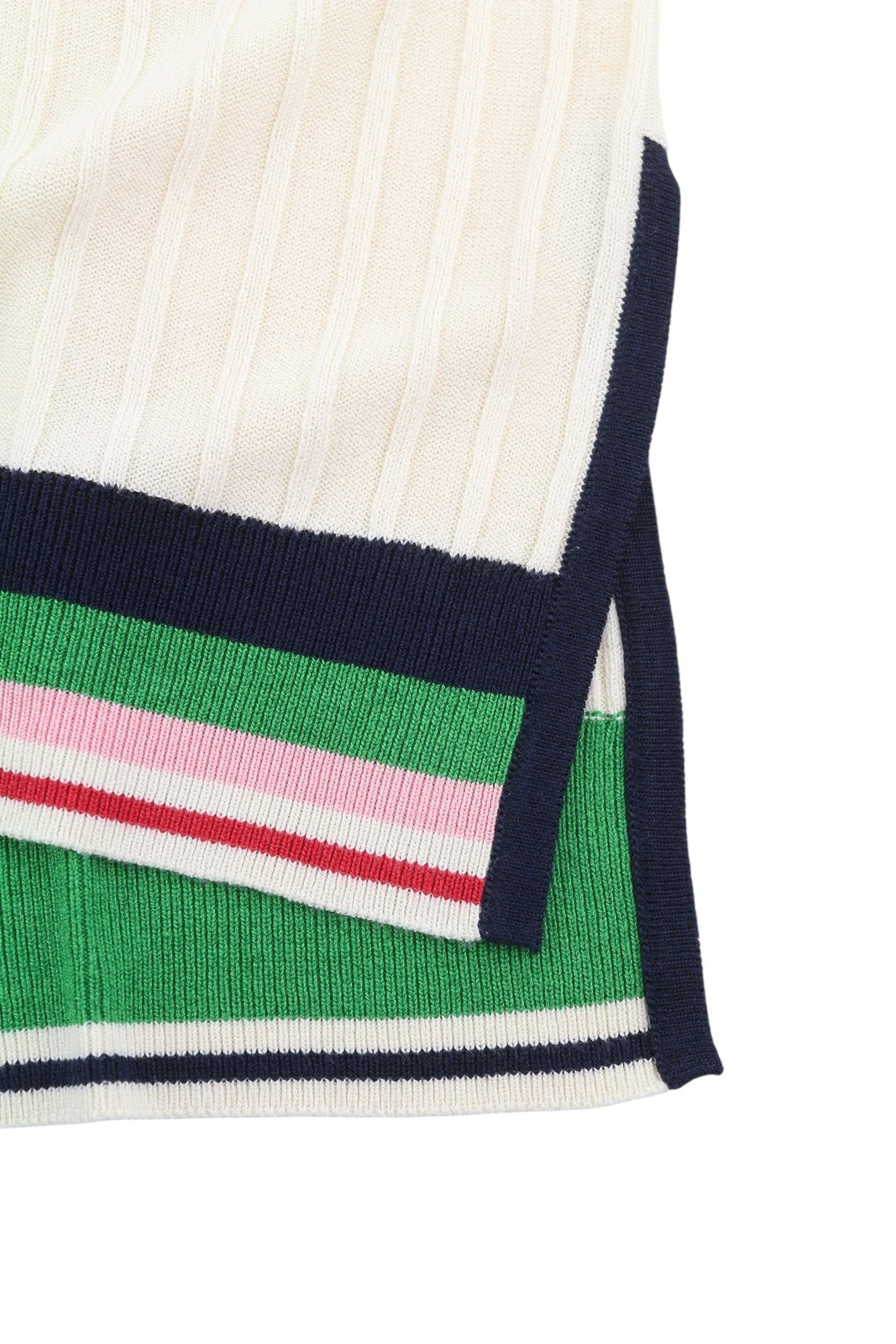 GANT Striped Rib Knit Vest Women Waistcoat XL Cream V-Neck Stretch Knitwear