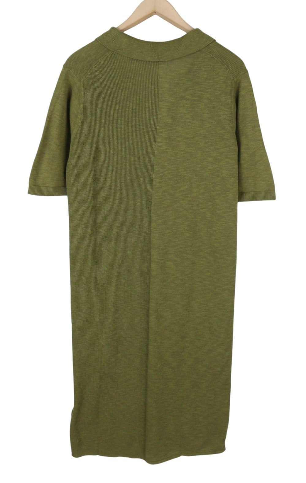 GANT Ribbed Rugger Women Dress M Utility Green Melange Linen Blend Polo