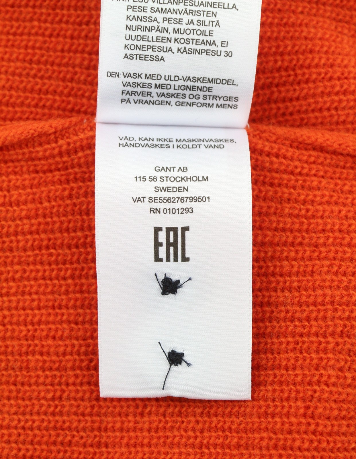 GANT Lambswool Rib Rugger Men Jumper S Pumpkin Orange Knit Sweater