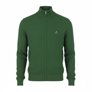 GANT Cotton Pique Zip Cardigan Men Jumper XL Forest Green Melange Zip Knit