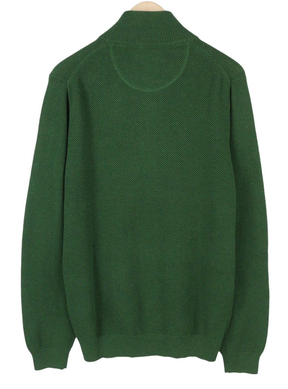 GANT Cotton Pique Zip Cardigan Men Jumper XL Forest Green Melange Zip Knit