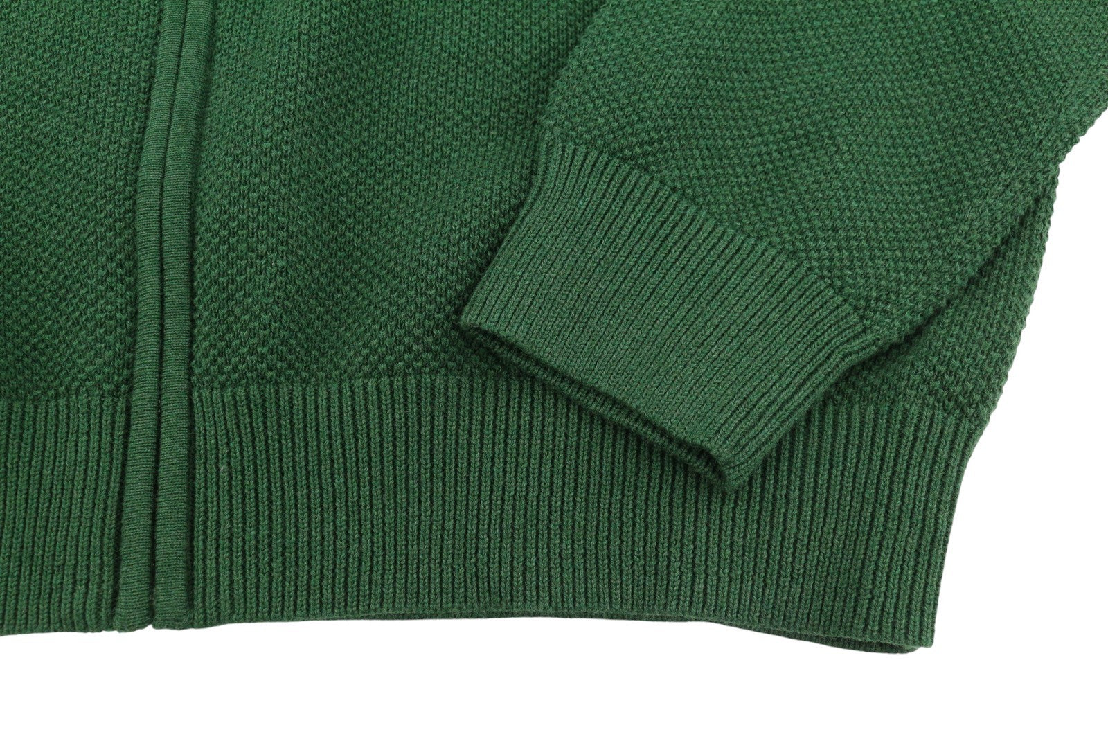 GANT Cotton Pique Zip Cardigan Men Jumper XL Forest Green Melange Zip Knit