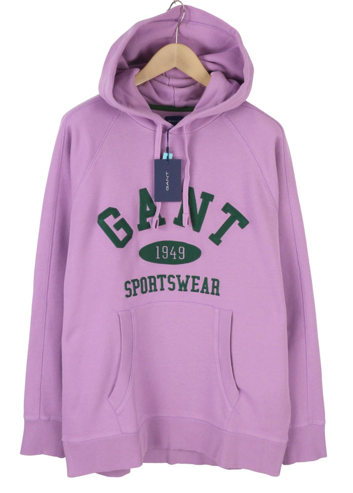 GANT Collegiate Men Hoodie M Orchid Lilac Relaxed Kangaroo Pocket Pull On