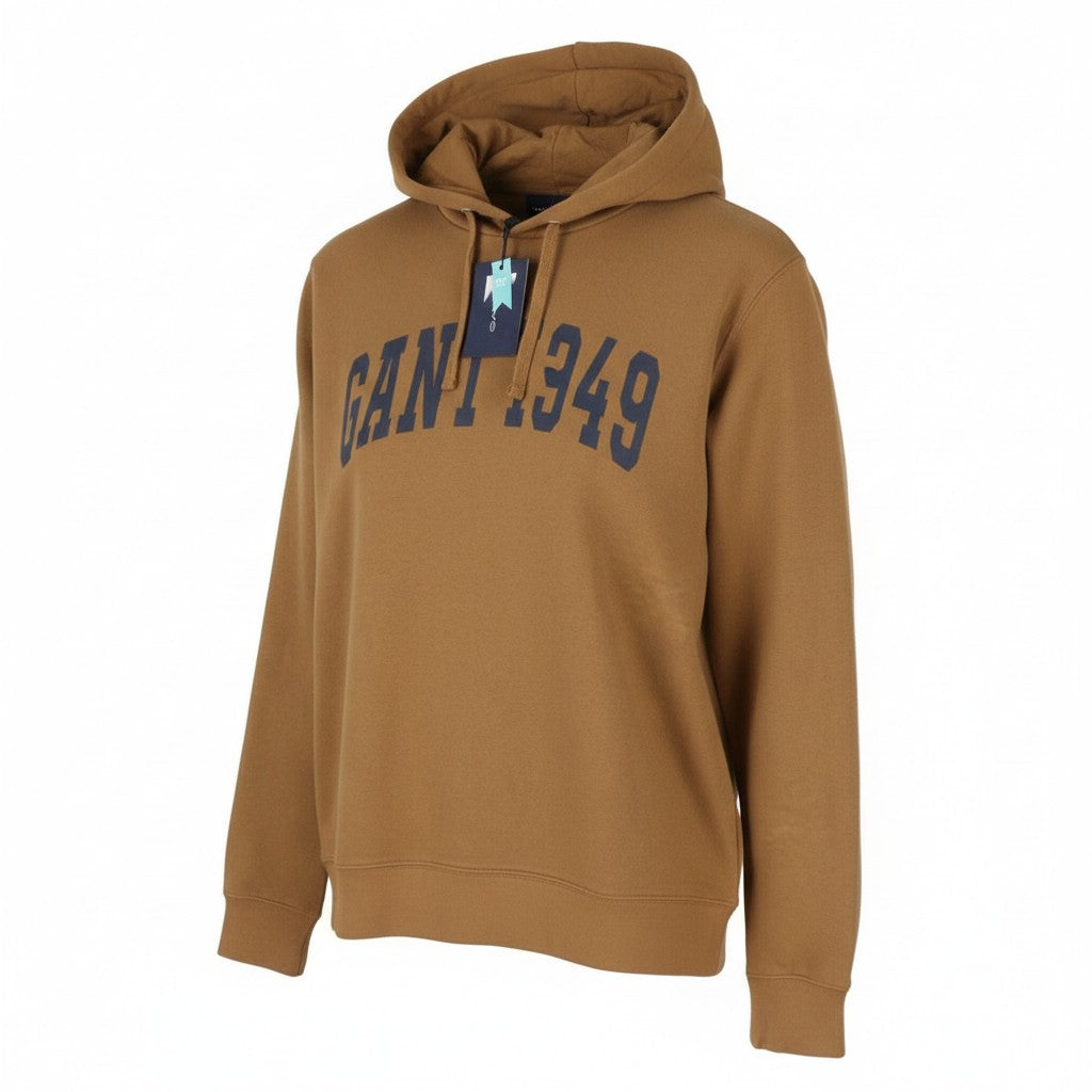 GANT Fall Sweat Men Hoodie L Roasted Walnut Front Logo Hooded Pull On