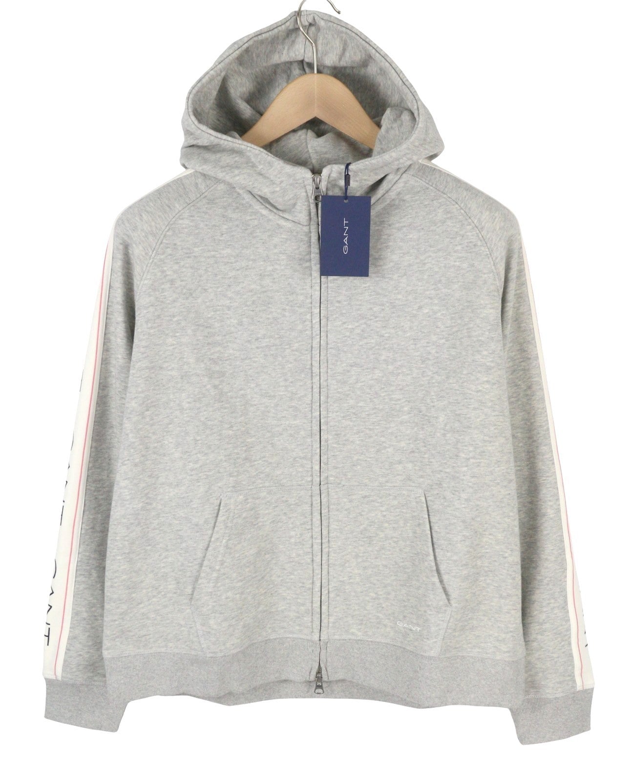GANT Archive Sweat Zip Hood Women Hoodie XL Light Grey Melange Zip Logo