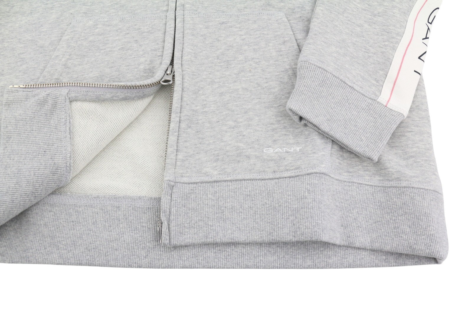 GANT Archive Sweat Zip Hood Women Hoodie XL Light Grey Melange Zip Logo