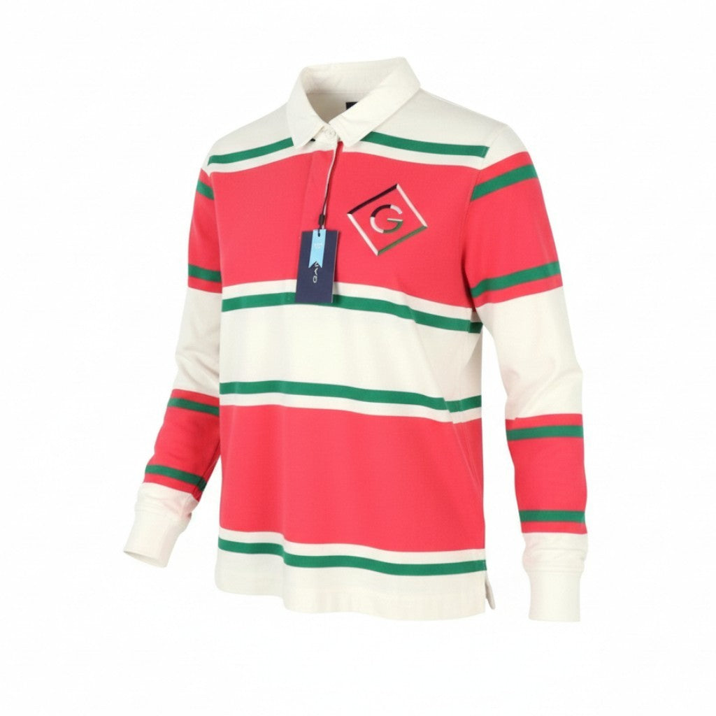 GANT Mixed Striped Heavy Rugger Women T-Shirt S Watermelon Red Rugby Polo
