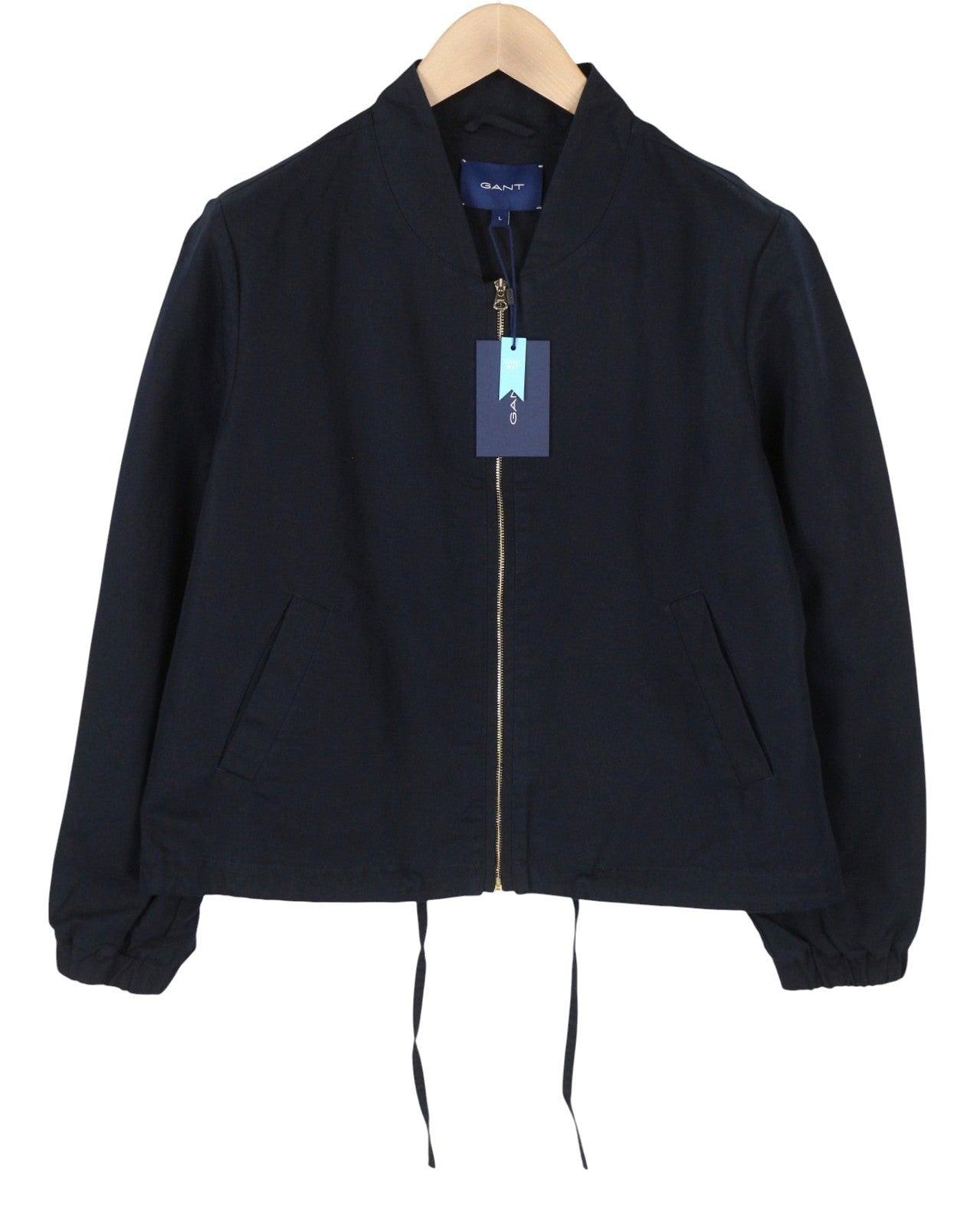 GANT Linen Blend Blouson Women Jacket L Evening Blue Lightweight Bomber