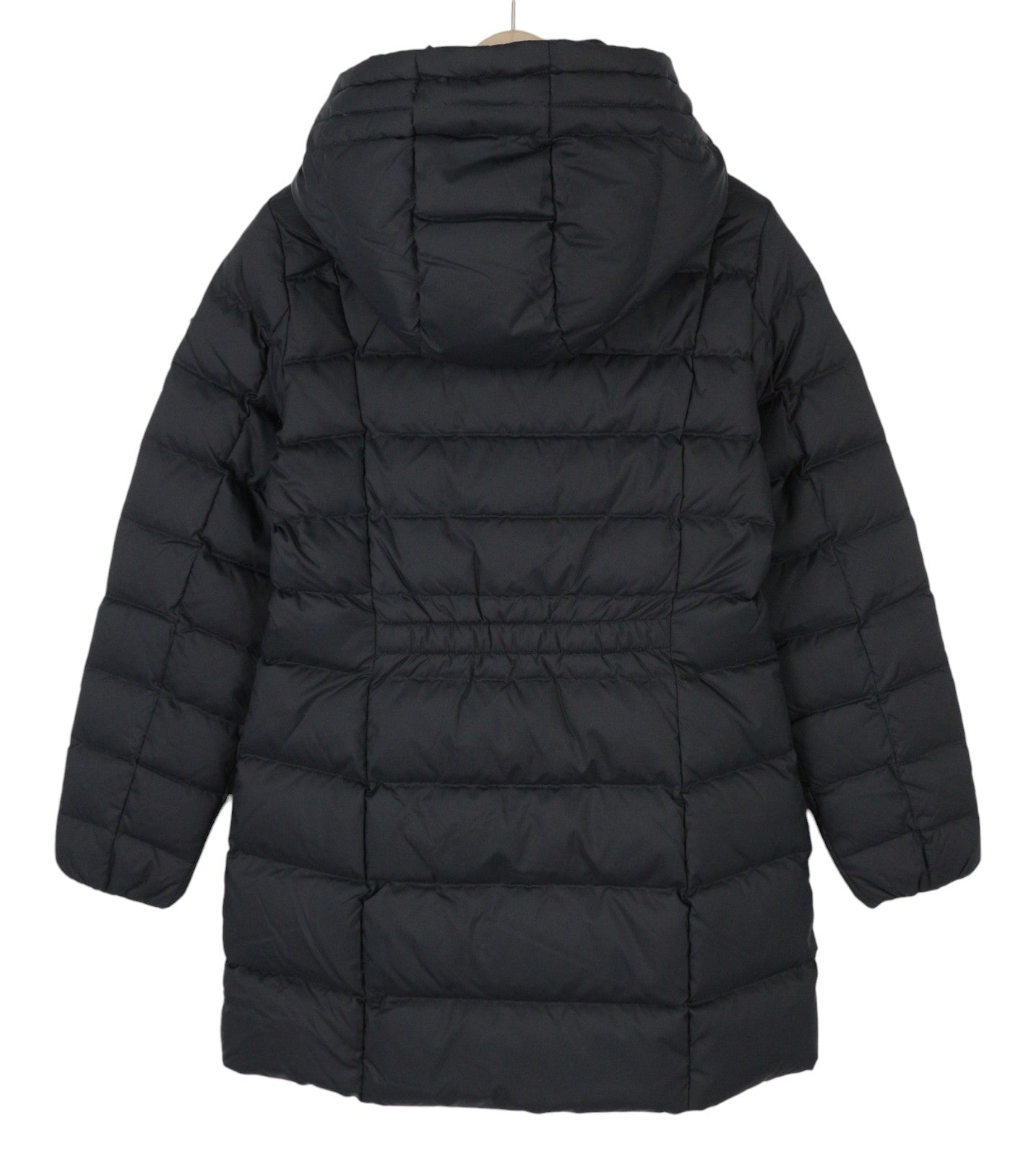 GANT Classic Down Long Women Jacket M Black Quilted Hood Coat