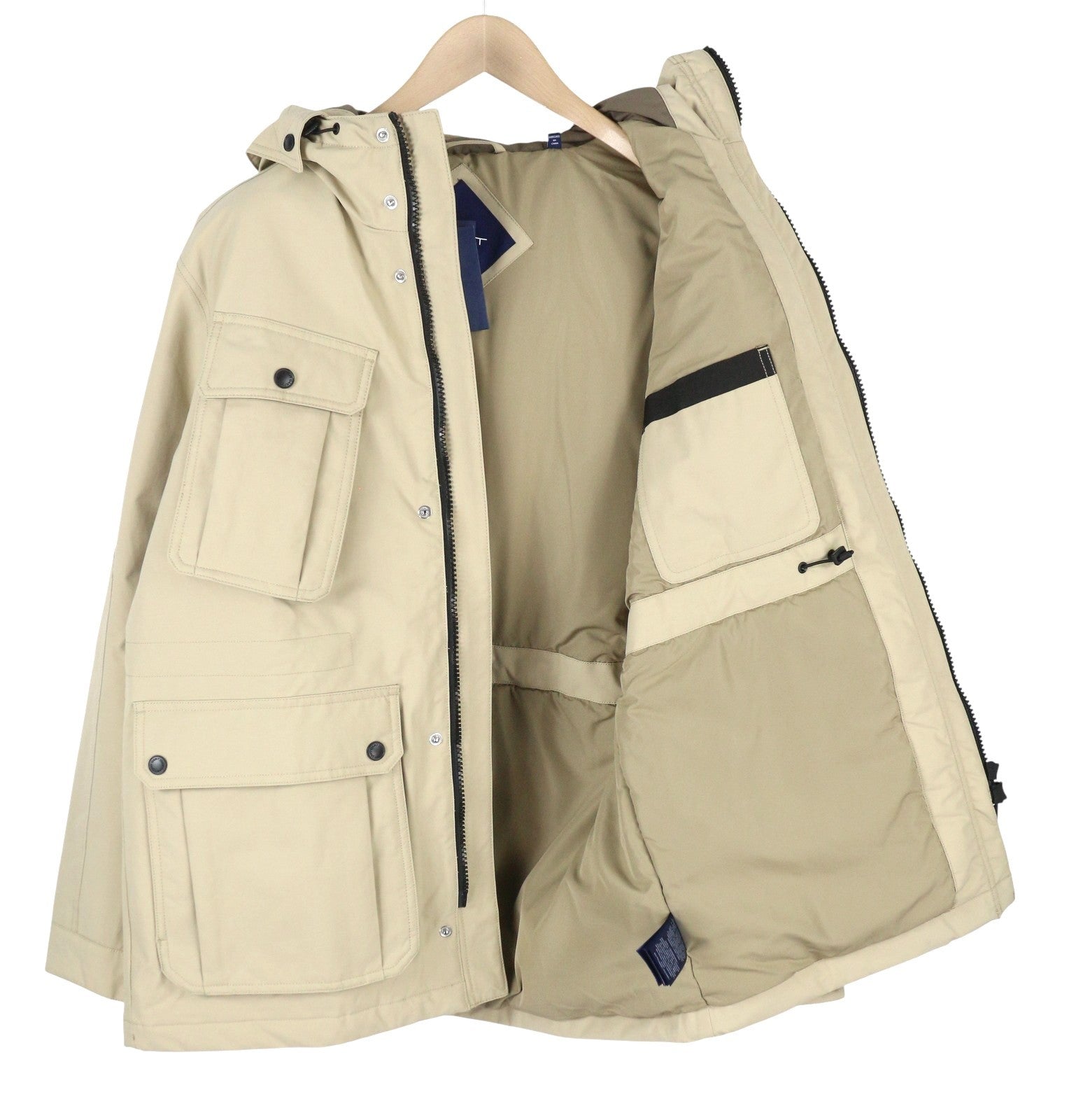 GANT Padded Short Parka Men Jacket M Dry Sand Hooded Zip Coat RRP395