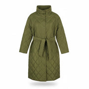 GANT Quilted Women Jacket L Hunter Green Belted Padded Mid Coat