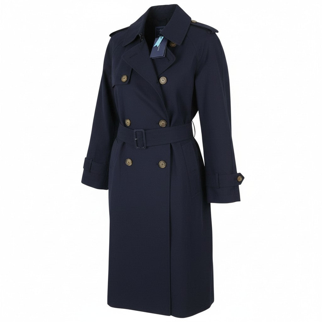 GANT Trench Coat Women Jacket M Evening Blue Belted Double Coat
