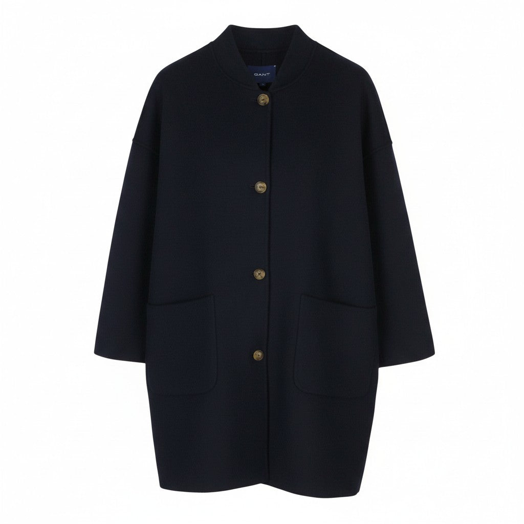 GANT Handstitched Varsity Women Coat XL Evening Blue Wool Cashmere Coat