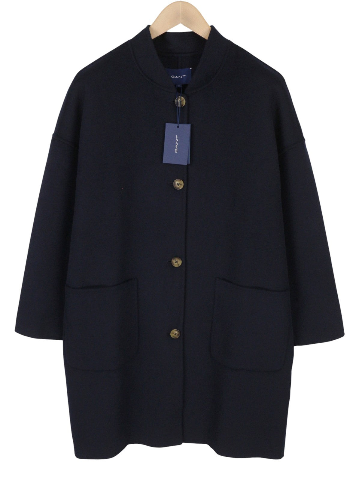 GANT Handstitched Varsity Women Coat XL Evening Blue Wool Cashmere Coat