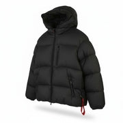 AFTER LABEL Quebec Men Jacket L Black Down Quilted Hooded Puffer RRP500
