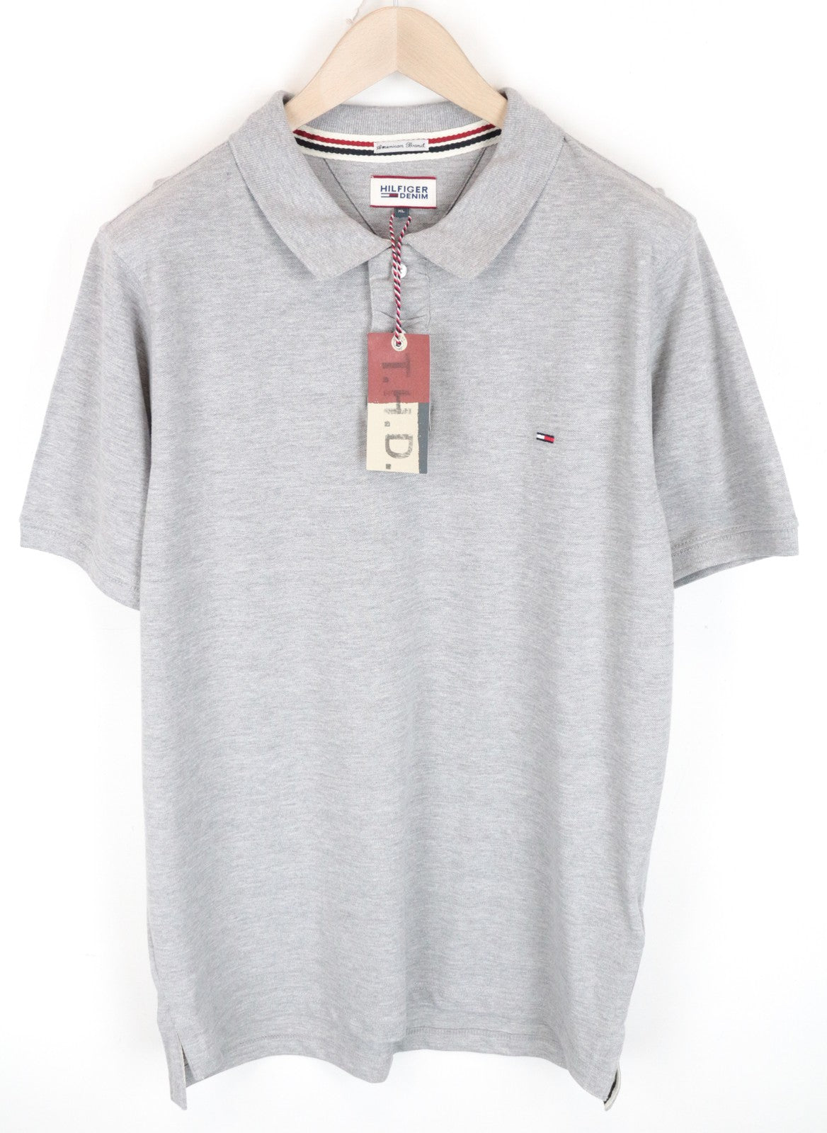 Tommy Jeans Men T-Shirt XL Grey Logo Pure Cotton Short Sleeved Polo