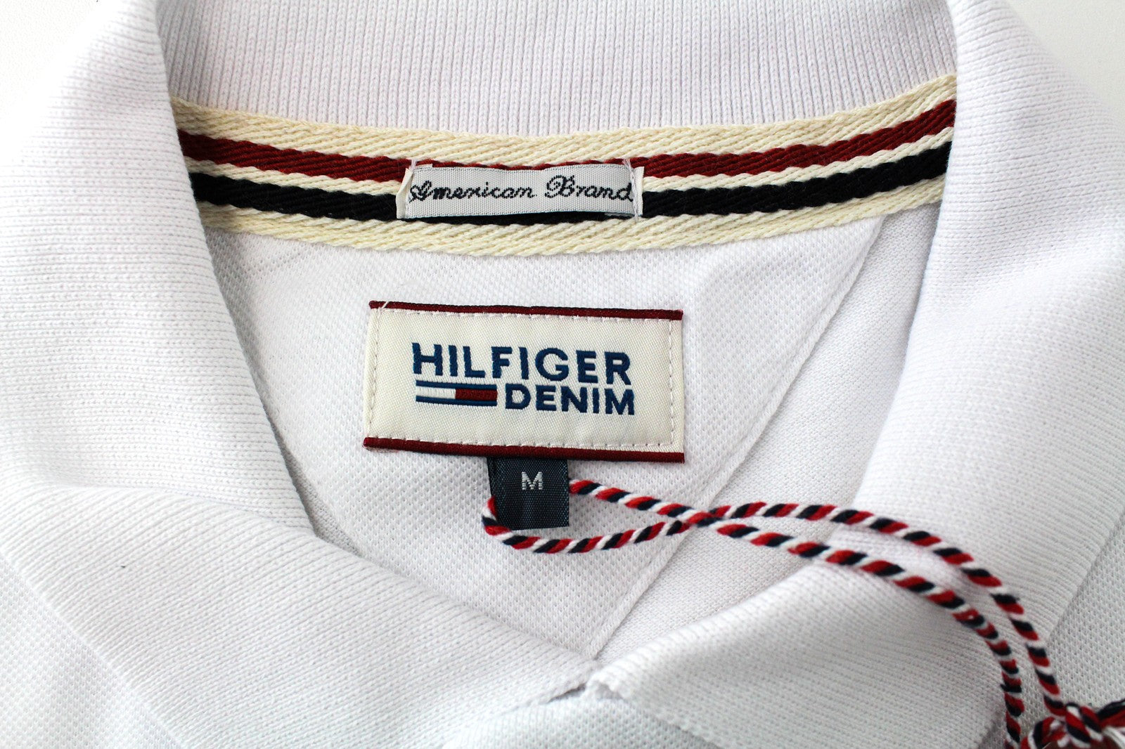 Tommy Jeans Men T-Shirt M Logo Embroidered Polo Style White Collared