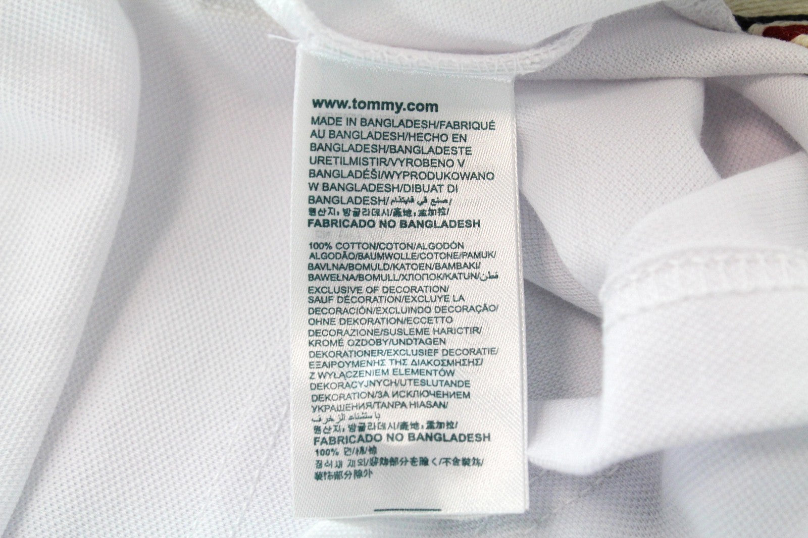 Tommy Jeans Men T-Shirt M Logo Embroidered Polo Style White Collared