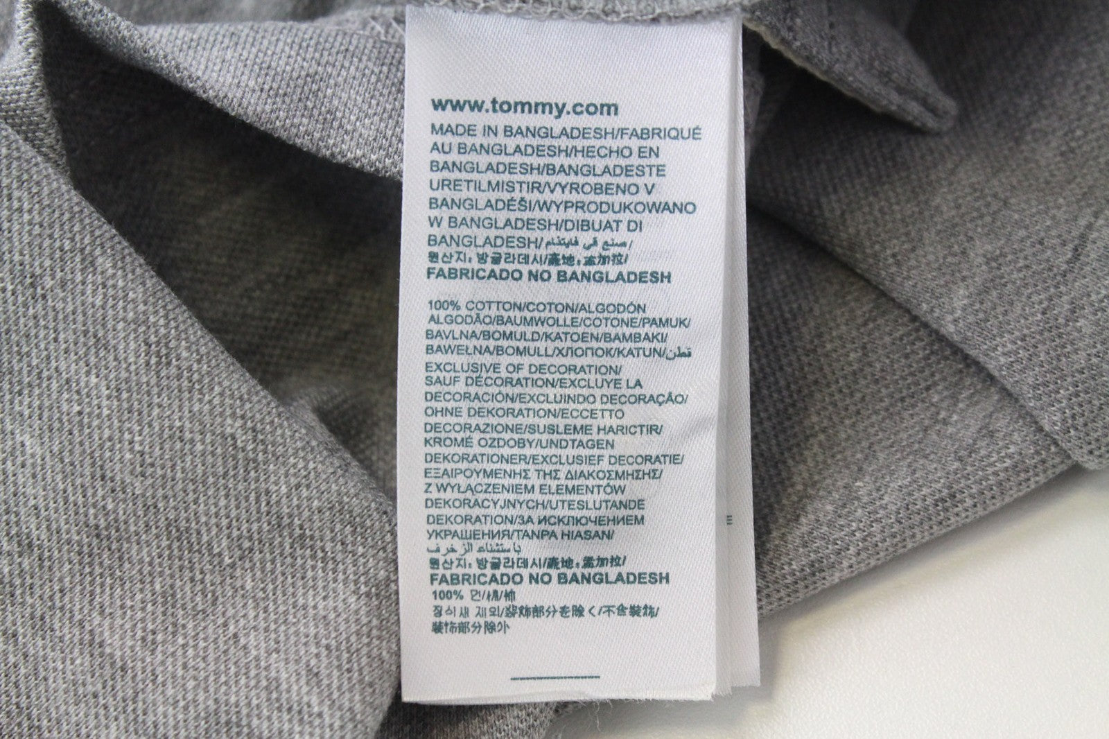 Tommy Jeans Men T-Shirt XL Grey Pure Cotton Polo Melange Embroidered