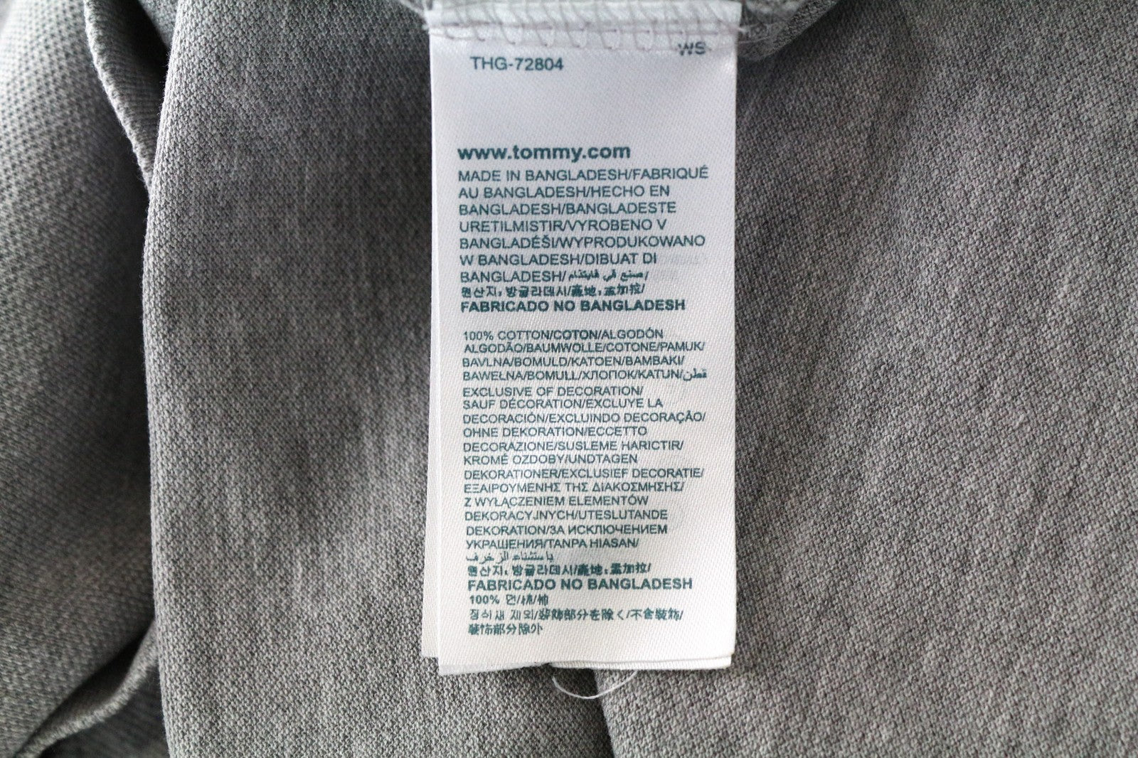 Tommy Jeans Men T-Shirt 2XL Grey Polo Melange Pure Cotton Jersey Logo