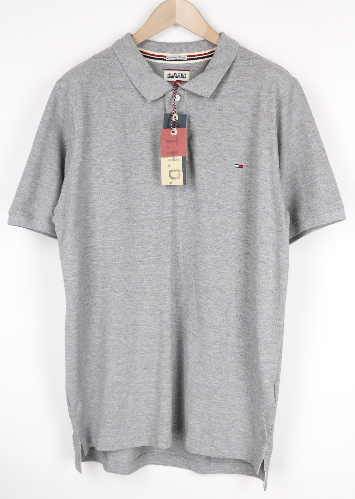Tommy Jeans Men T-Shirt 2XL Grey Pure Cotton Short Sleeved Logo Polo