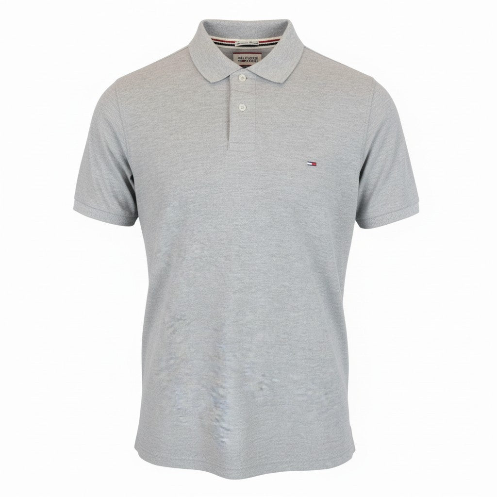 Tommy Jeans Men T-Shirt 2XL Grey Short Sleeved Pure Cotton Logo Polo
