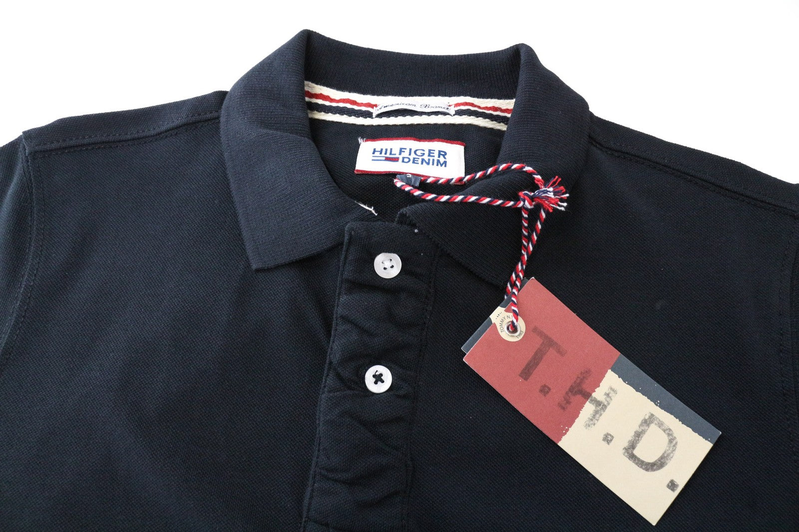 Tommy Jeans Men T-Shirt S Black Short Sleeved Logo Pure Cotton Polo
