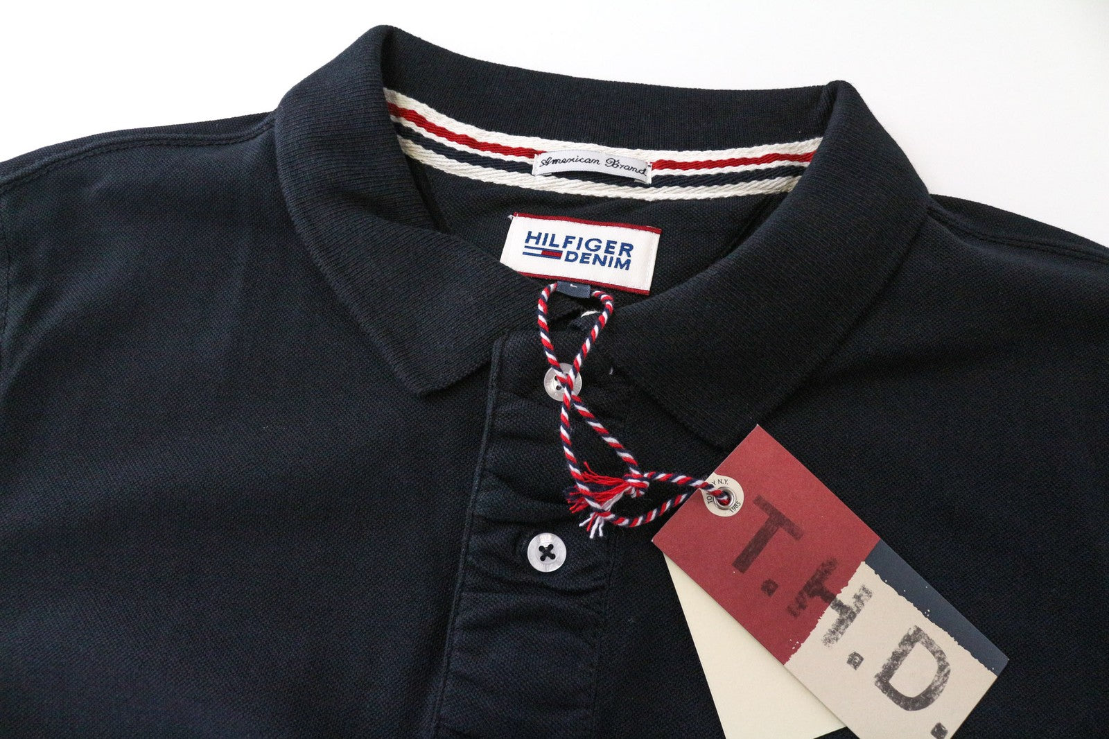 Tommy Jeans Men T-Shirt L Black Short Sleeve Logo Pure Cotton Polo