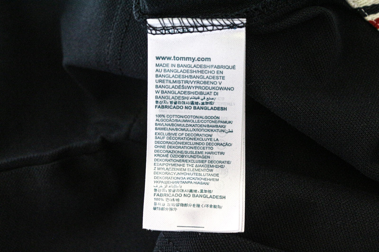 Tommy Jeans Men T-Shirt L Black Short Sleeve Logo Pure Cotton Polo