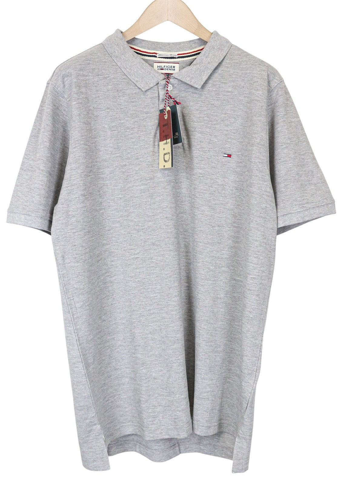 Tommy Jeans Men T-Shirt 2XL Casual Grey Pure Cotton Short Sleeved Polo