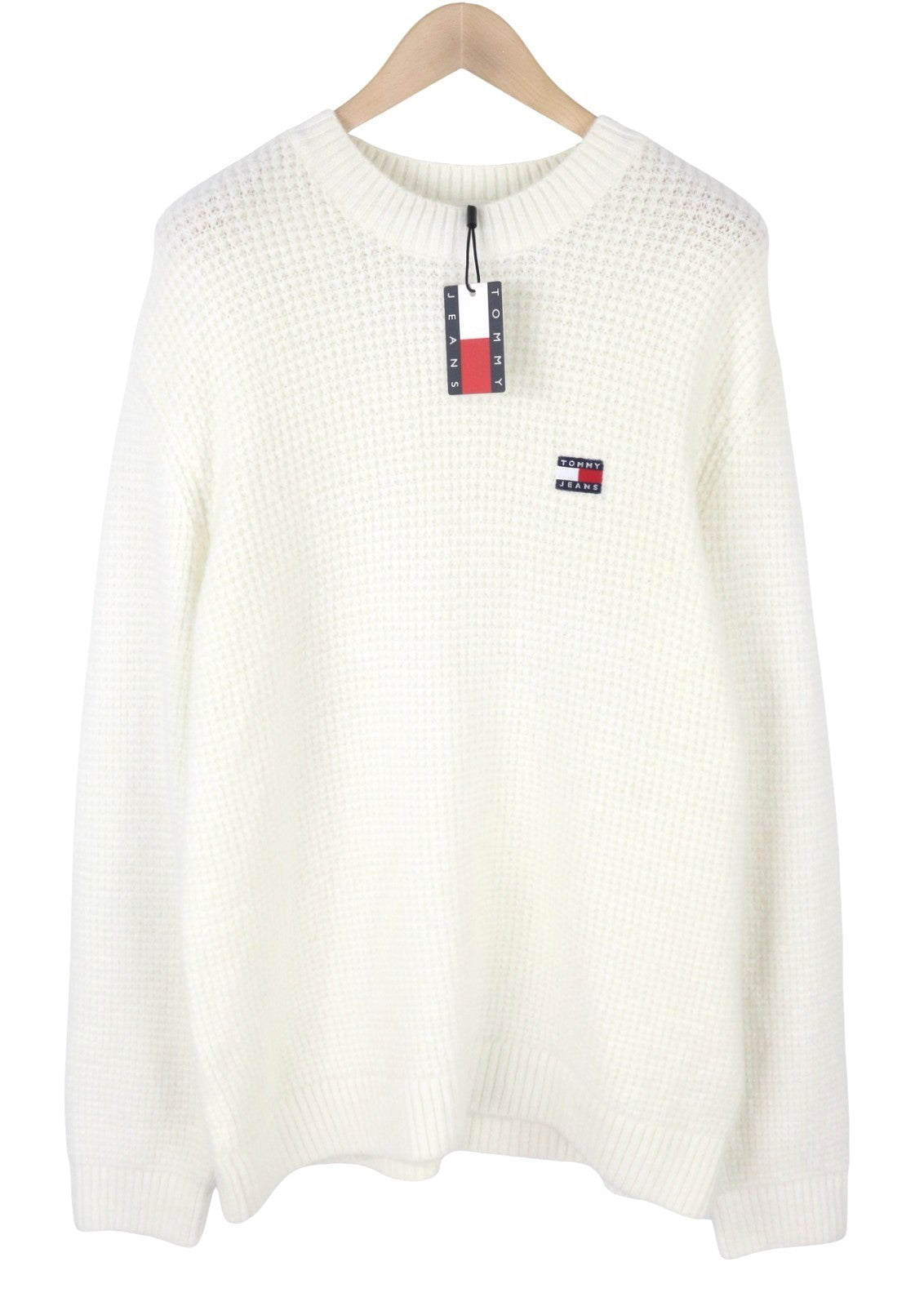Tommy Jeans Req Waffle Men Jumper M Ancient White Melan Crew Neck Pull On
