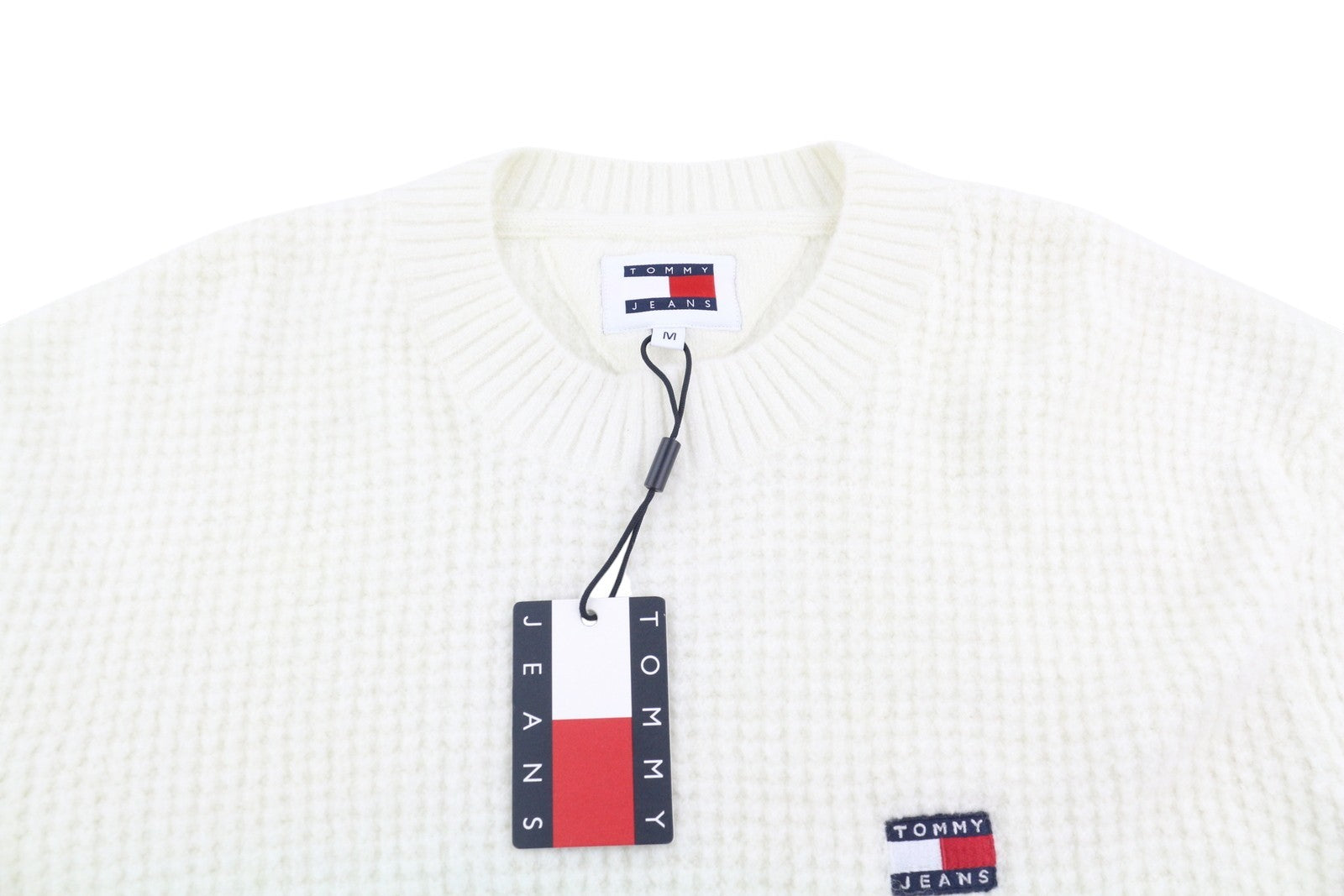 Tommy Jeans Req Waffle Men Jumper M Ancient White Melan Crew Neck Pull On
