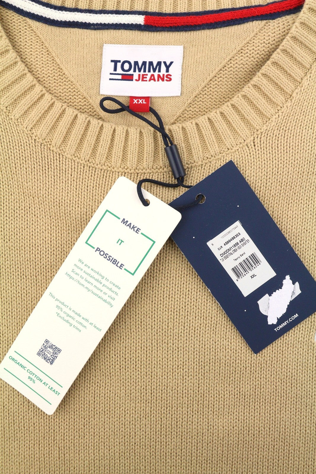 Tommy Jeans Essential Crew Neck Men Jumper 2XL Tawny Sand Crew Neck Pull On