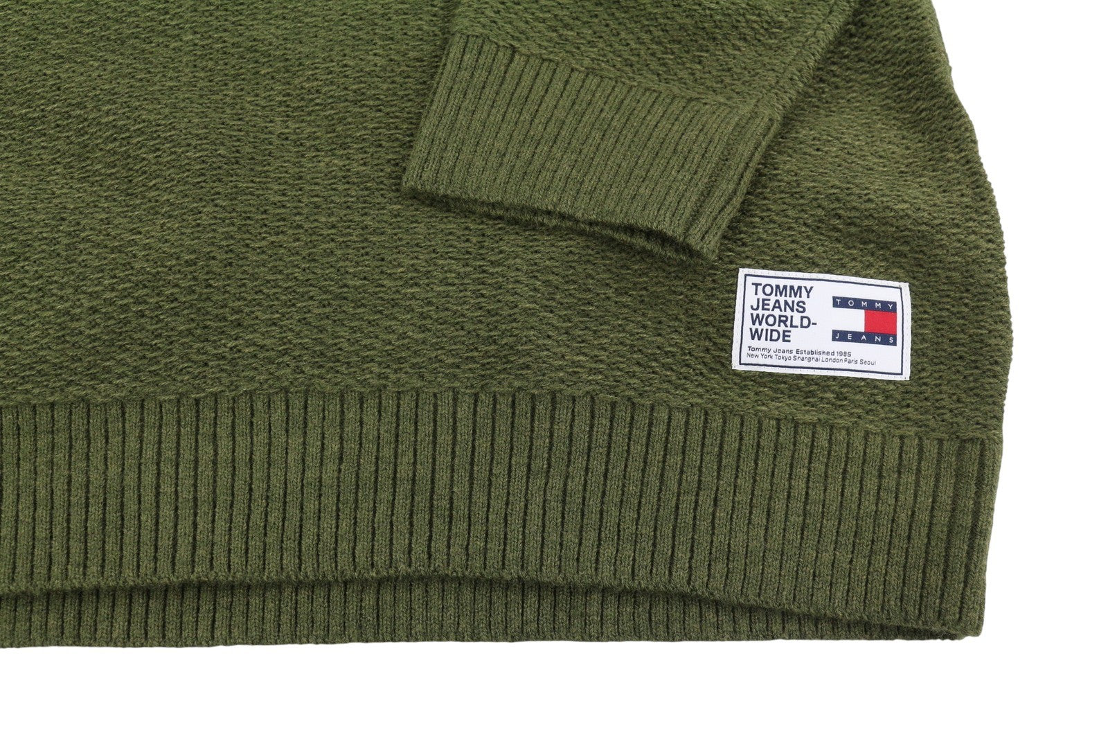 Tommy Jeans Req Structured Men Jumper XL Olive Green Crew Neck Knit Pull On