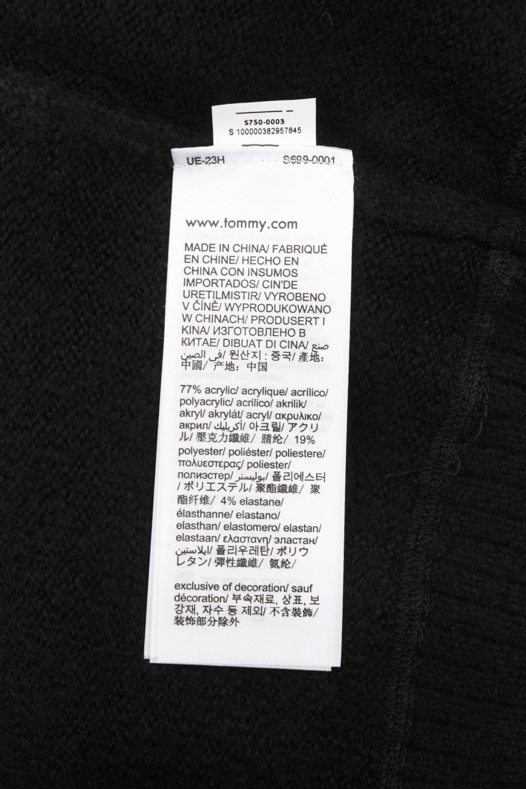 Tommy Jeans Req Raolan Men Jumper XL Black Crew Neck Tight-Knit Pull On