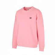 Tommy Jeans Men Sweatshirt L Pink Corron Crew Neck Front Logo Pull On