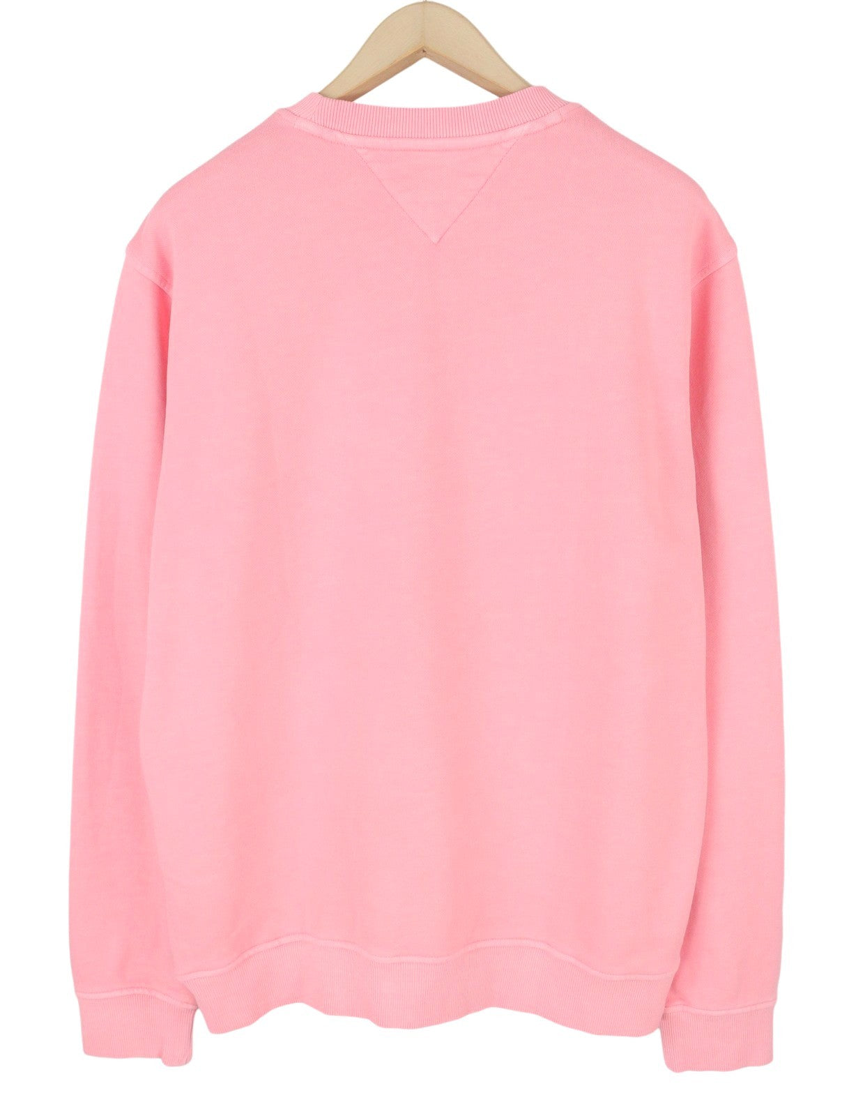 Tommy Jeans Men Sweatshirt L Pink Corron Crew Neck Front Logo Pull On