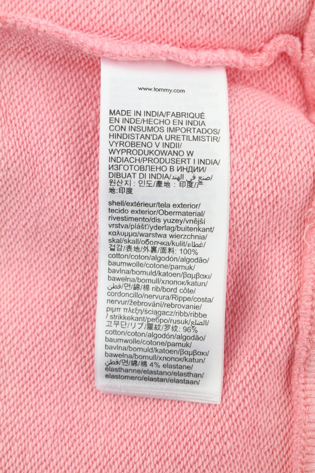 Tommy Jeans Men Sweatshirt L Pink Corron Crew Neck Front Logo Pull On