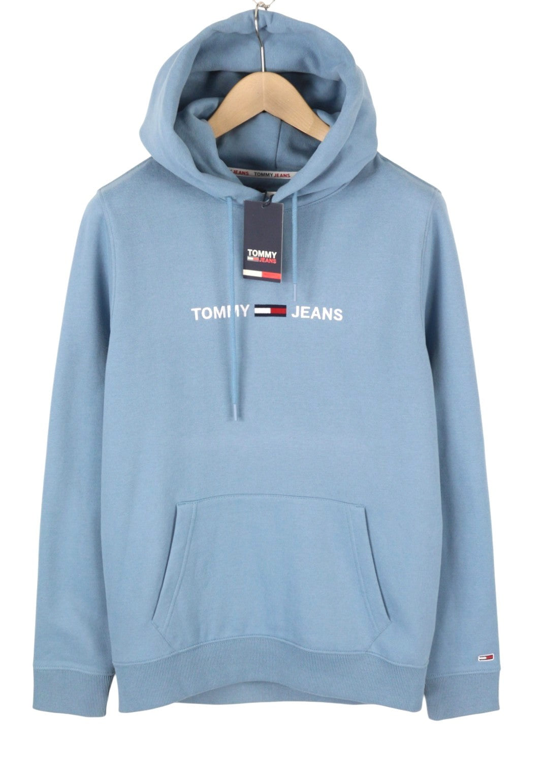 Tommy Jeans Straight Loco Men Hoodie M Blue Kangaroo Pocket Logo Pull On