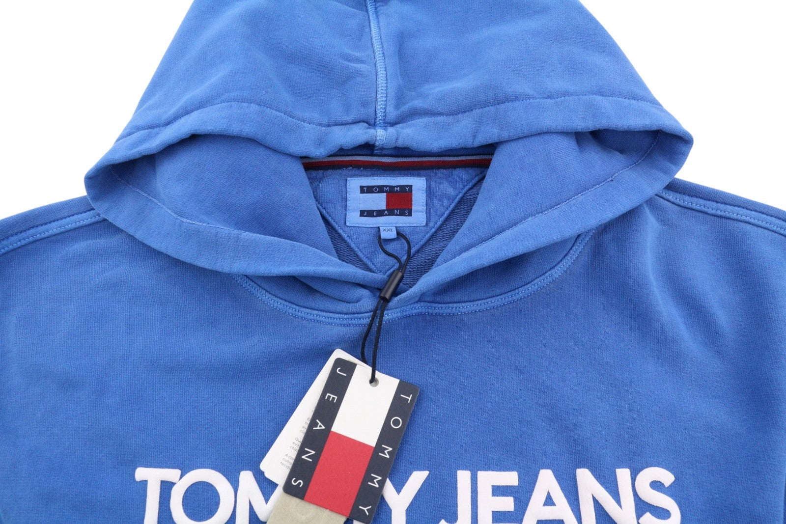 Tommy Jeans Req New Classic Men Hoodie 2XL Blue Faded Kangaroo Logo Pull On