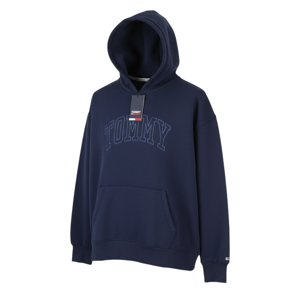 Tommy Jeans College Wash Men Hoodie L Dark Blue Kangaroo Pocket Pull On