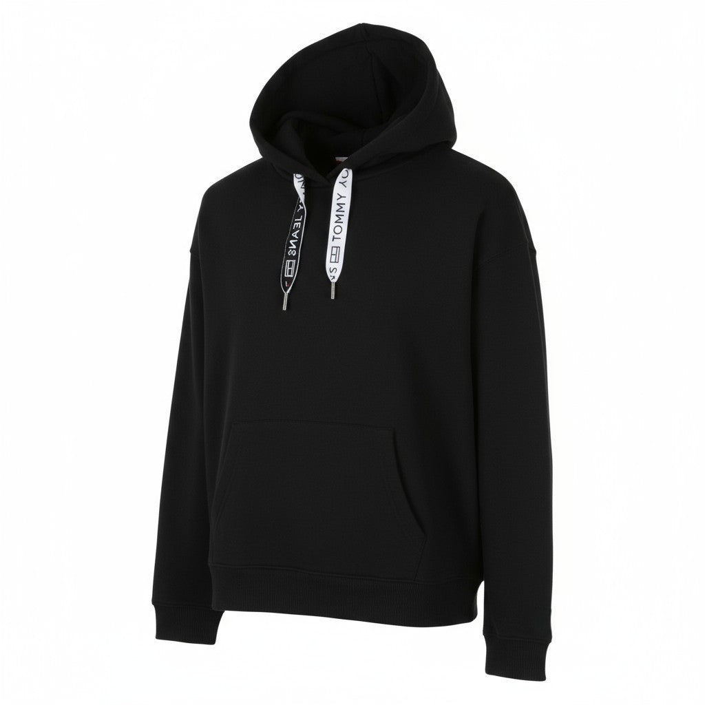 Tommy Jeans Bxy Lofo Drawcor Women Hoodie XL Black Kangaroo Pull On Unisex