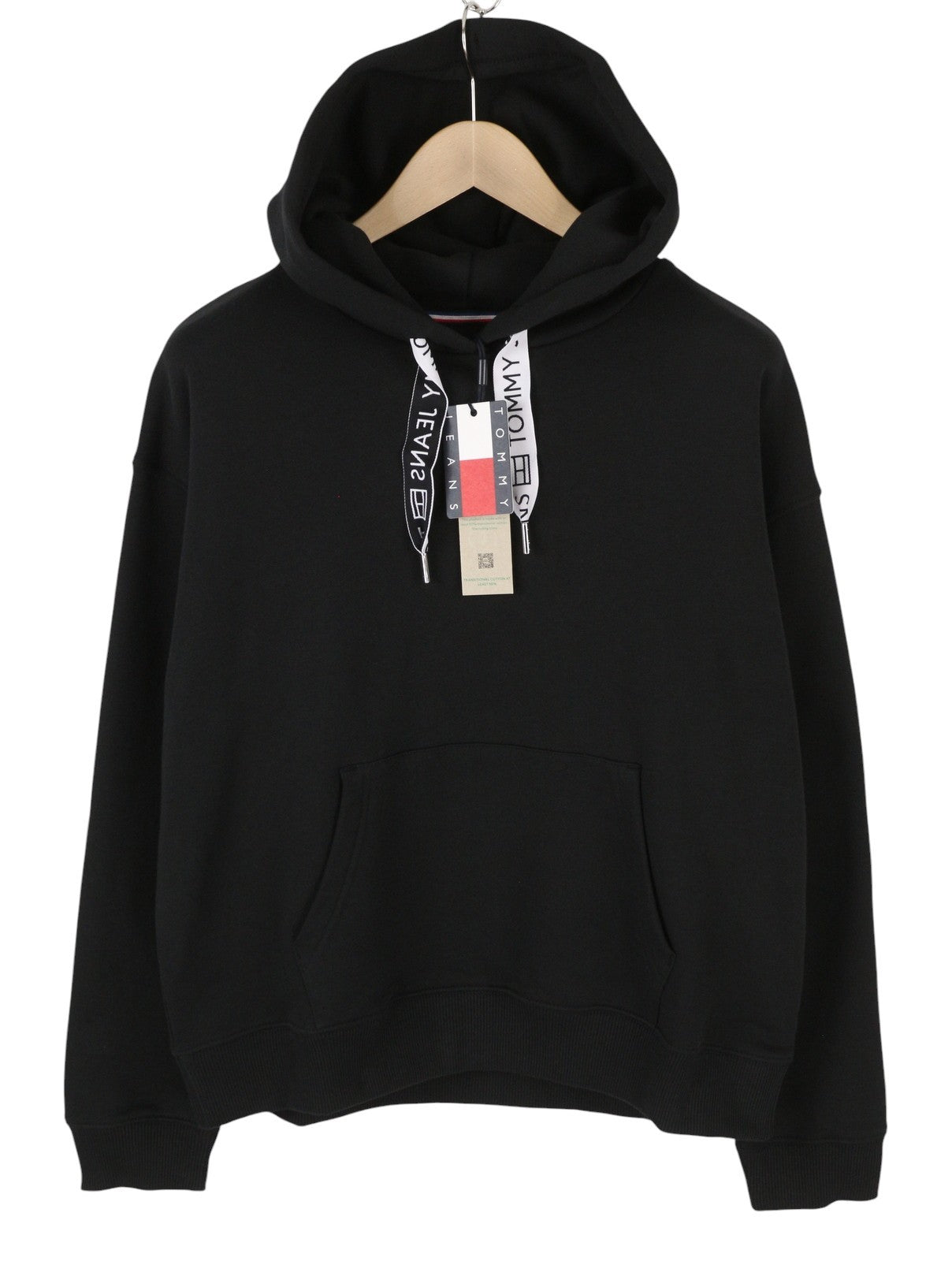 Tommy Jeans Bxy Lofo Drawcor Women Hoodie XL Black Kangaroo Pull On Unisex